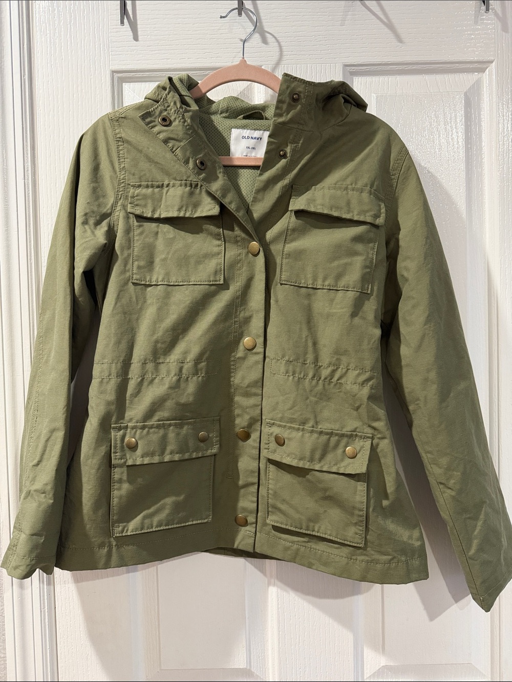 Old Navy Girls XXL 18 Olive Green Hooded Utility Jacket NWT
